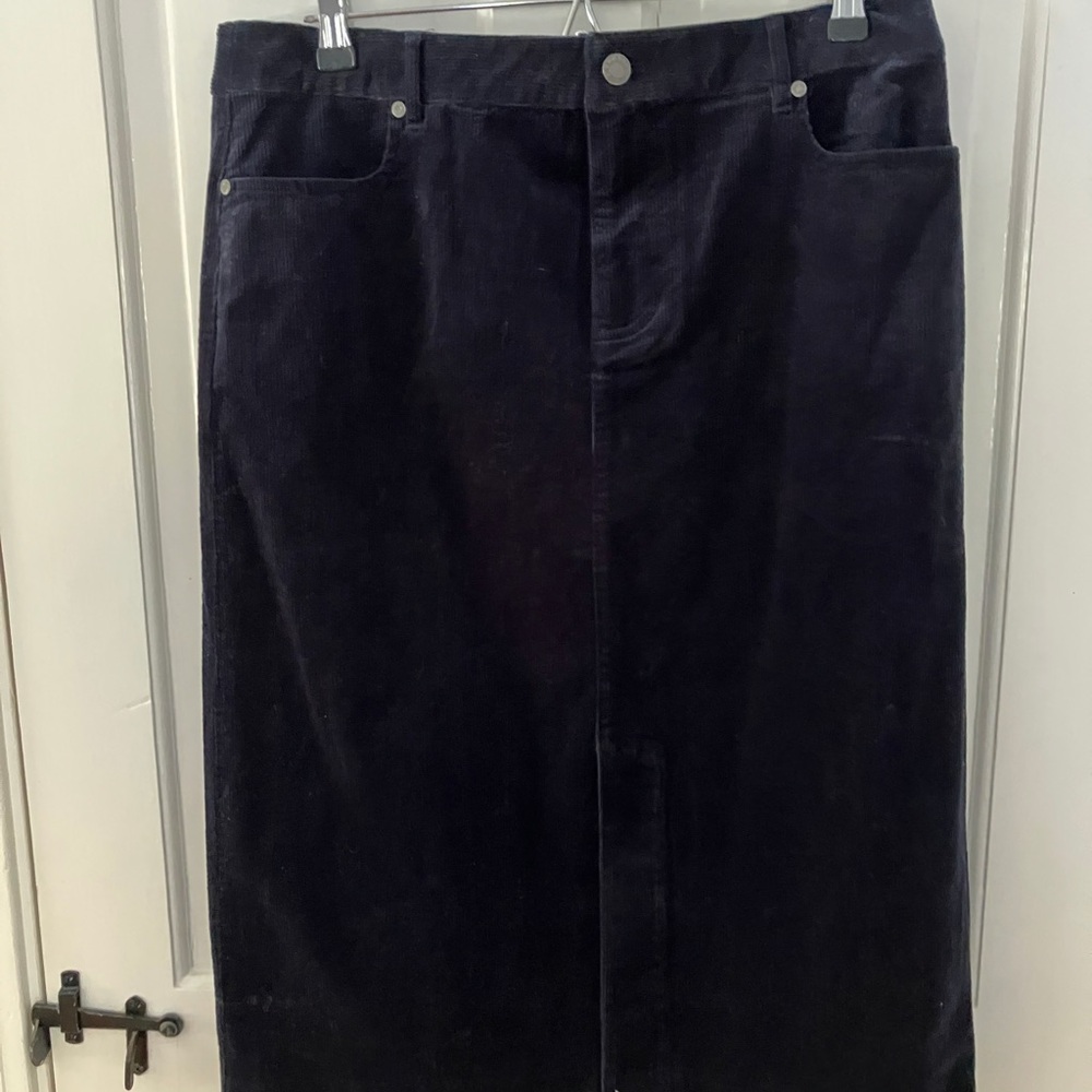 Talbots Navy Corduroy Jean Midi Skirt - Picture 3 of 7